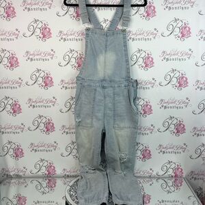 Wallflower overalls one piece jumper pants Light Blue Distressed Denim Overalls